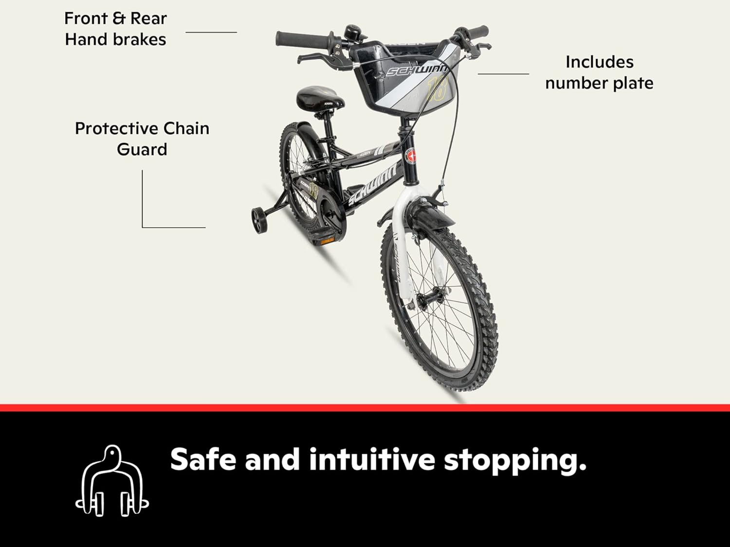 Schwinn Koen & Elm Toddler and Kids Bike, 18-Inch Wheels, Training Wheels Included, Black