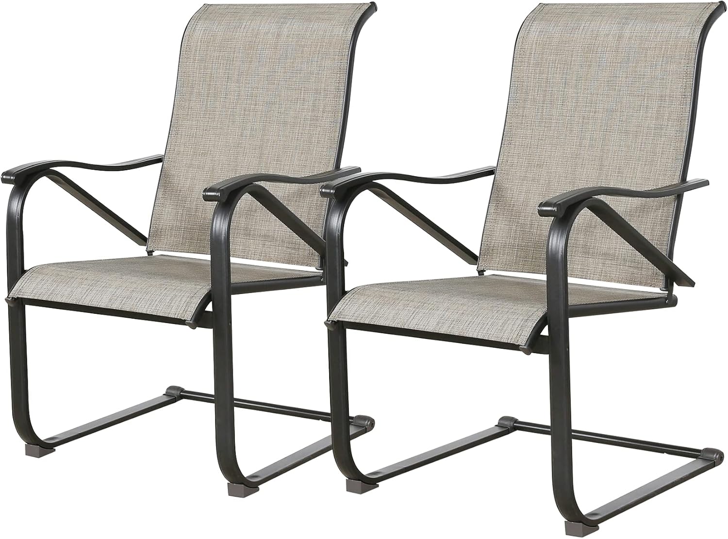Ulax Furniture Outdoor All-Weather Patio Dining Chairs Spring Motion Teslin Chairs Set of 2 for Lawn Garden Backyard