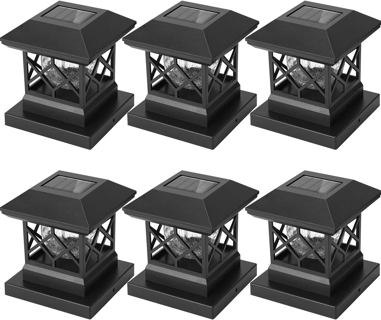 Twinsluxes Fence Post Cap Light, LED Solar Lights for Deck Posts, Solar Post Caps Light Outdoor for 3.5x3.5/4x4/5x5 Posts, Wood or Vinyl Fence Deck Post, Warm Light 4 Pack, Brown