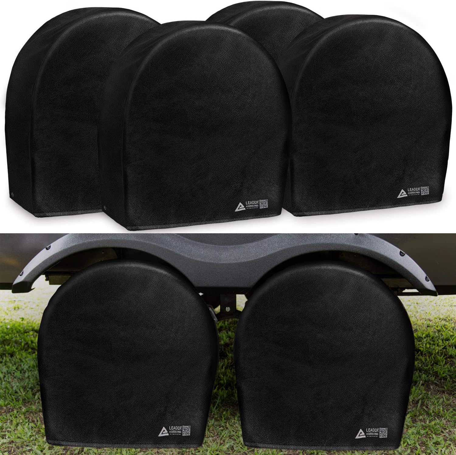 Leader Accessories Tire Covers (4 Pack) Heavy Duty Waterproof Tire Cover Wheel Covers for RV Wheel Travel Trailer Camper Car Truck Jeep SUV Fits 26.75