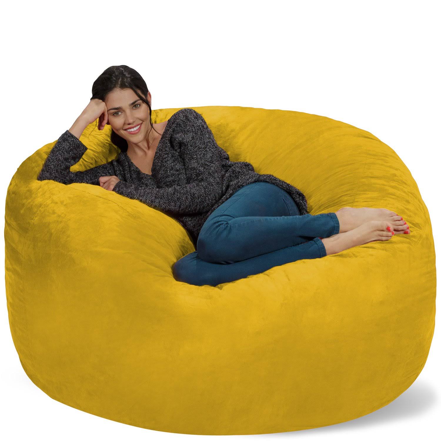 Chill Sack Bean Bag Chair, 5-Feet, MicroSuede - Lemon - Cover Only