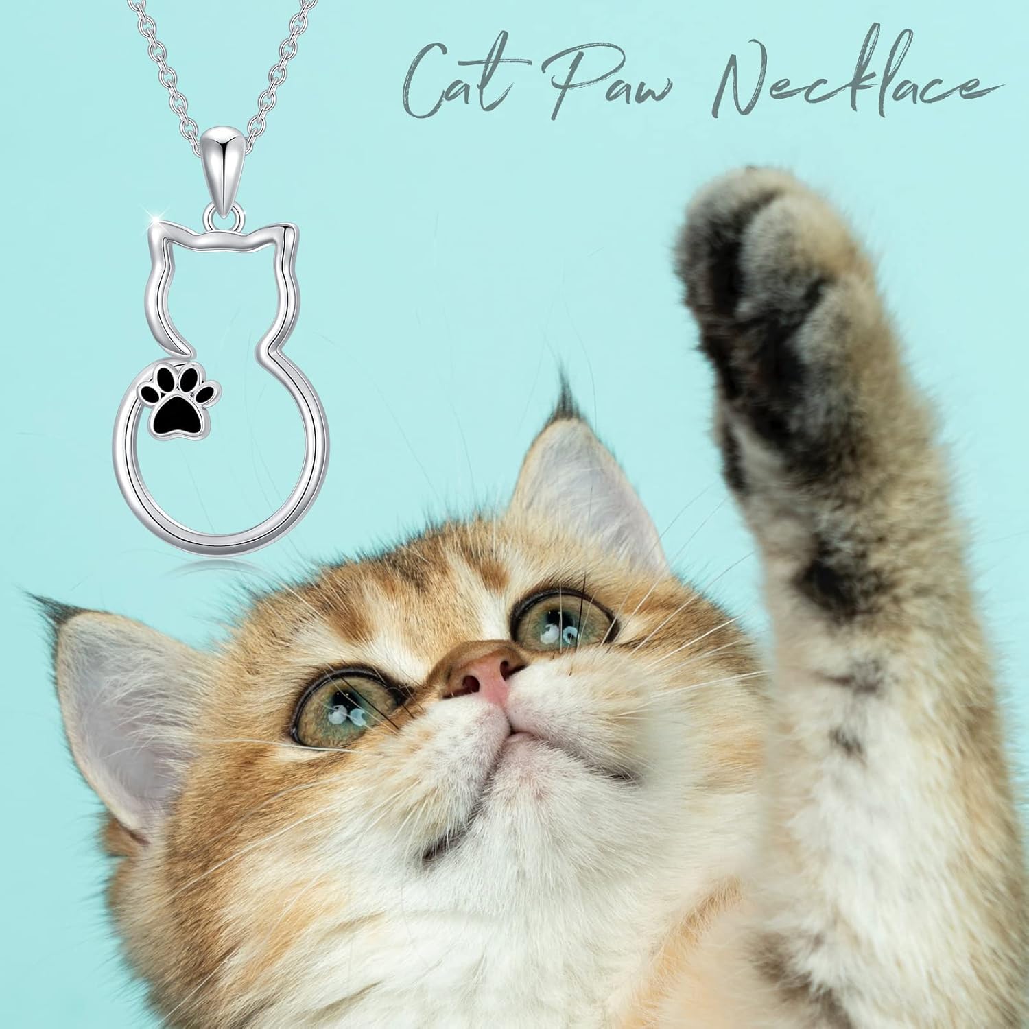 DIYA 925 Sterling Silver Cat Necklace For Woman Cat Pendant Paw Print Necklace Jewelry Birthday Graduation Gifts for Her For Friends