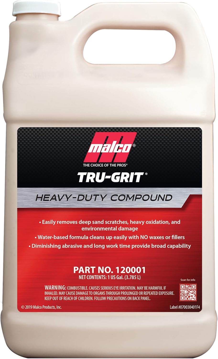 Malco Tru Grit - Heavy Duty Buffing and Polishing Compound for Cars/Automotive Paint Correction and Detailing/Removes 1000-1500 Grit Sand Scratches / 1 Gallon (120001) Pack of 2