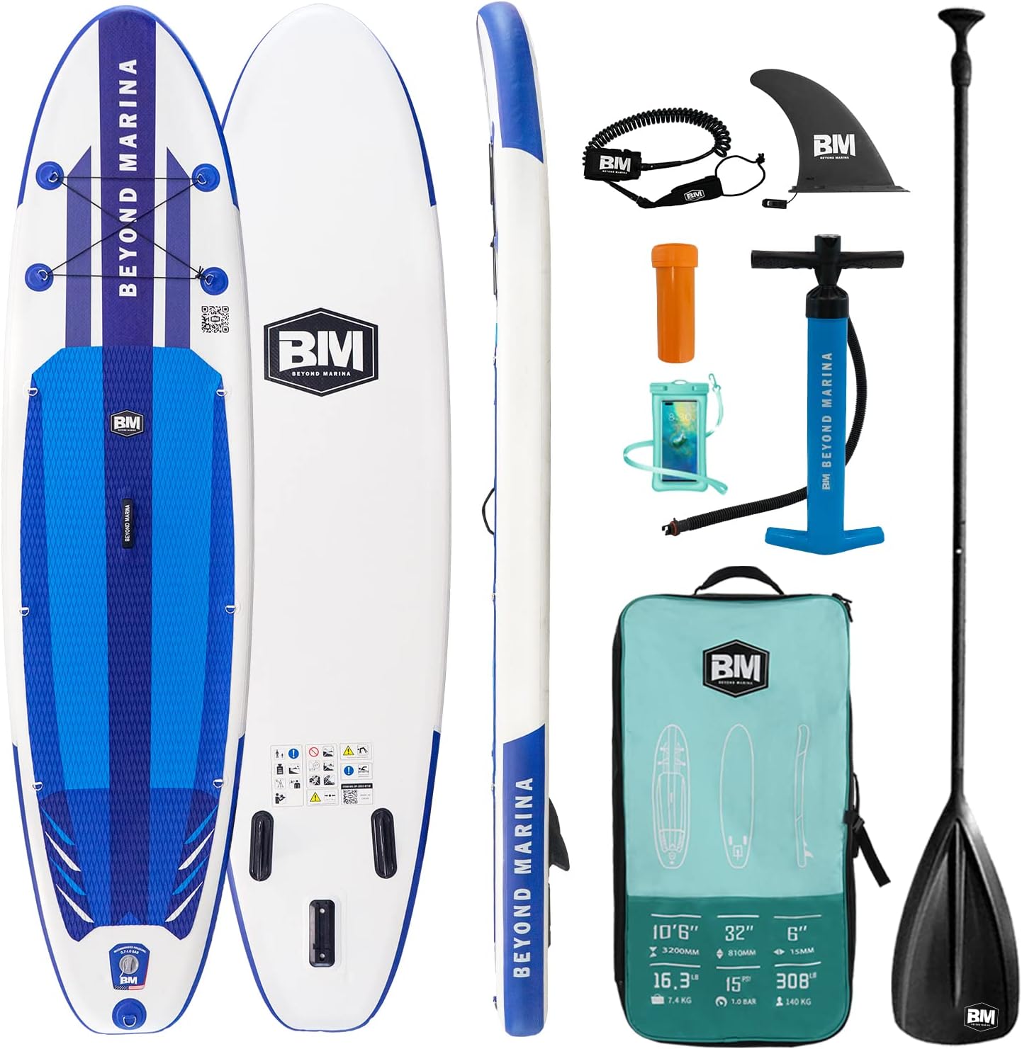 BEYOND MARINA Inflatable Paddle Board Stand Up Paddleboard, 10'6