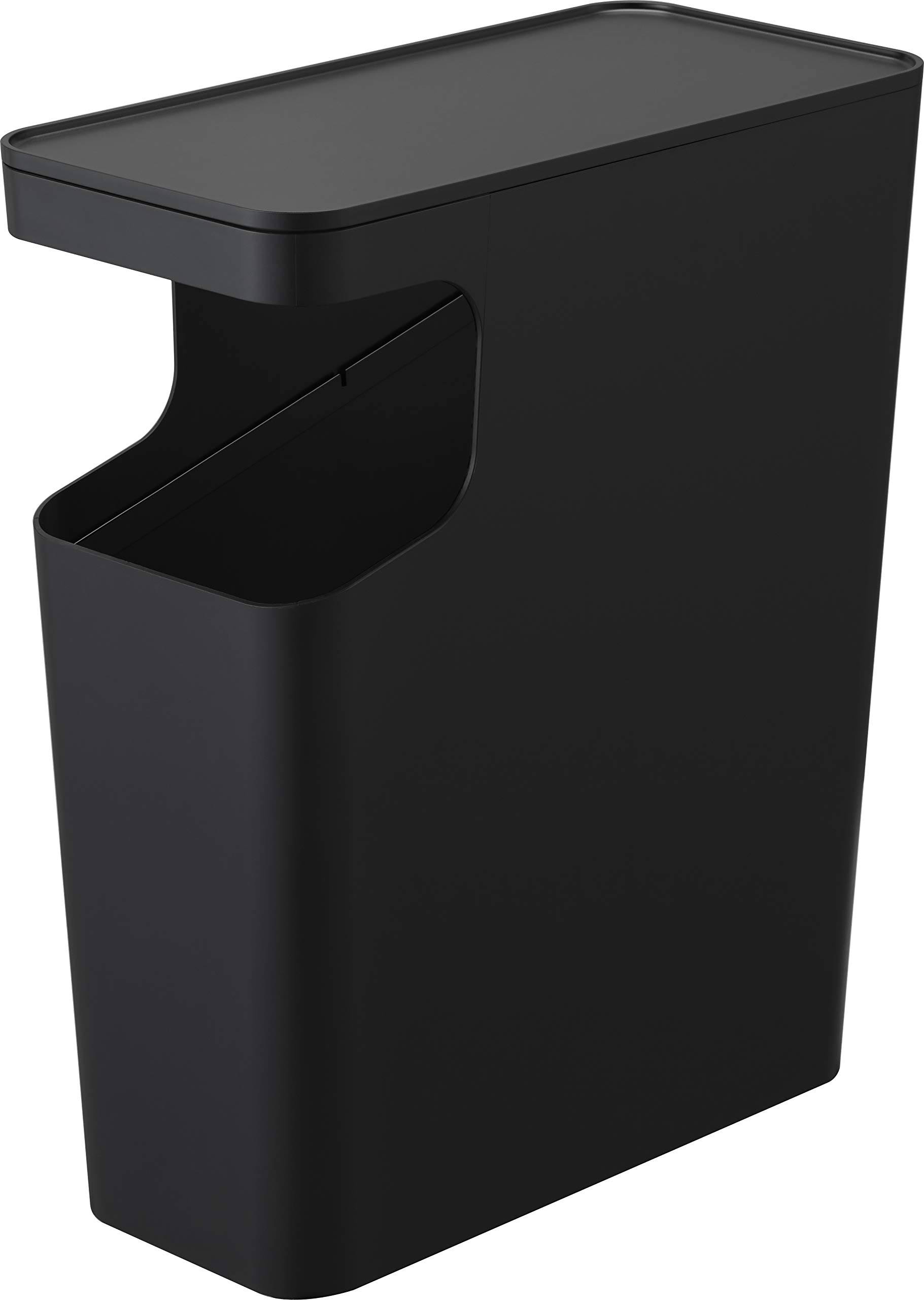 Yamazaki Home Tower Side Table and Trash Can Black