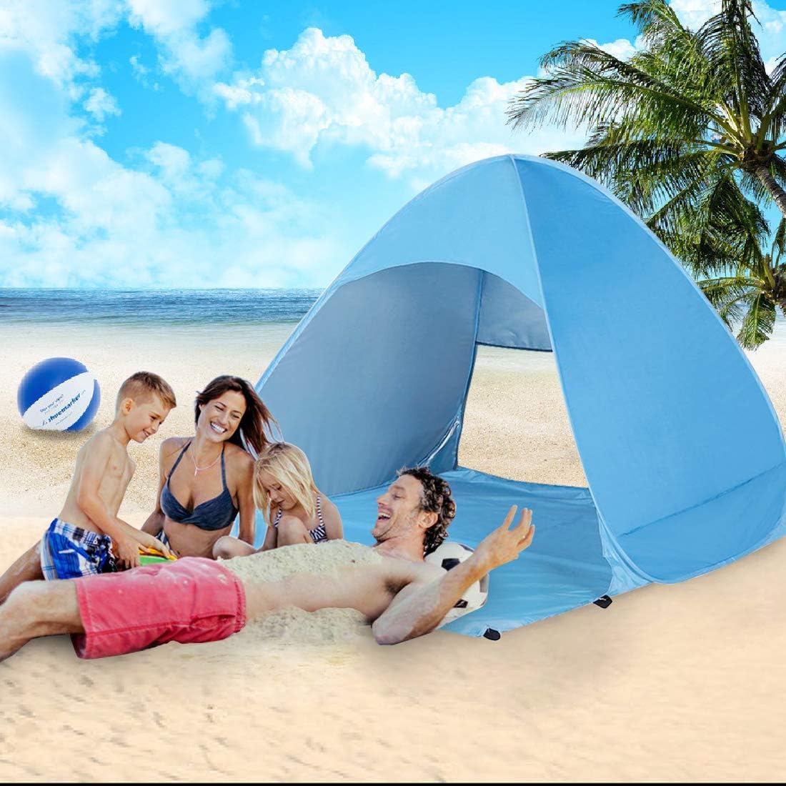 Beach Tent,Kratax UPF 50+ Sun Shelter,Lightweight Beach Sun Shade,Portable Babay Canopy Cabana,Automatic Sun Umbrella,Pop Up Beach Tents Fit 2-3 Person,for Kids Care Family Camping Picnic Fishing.