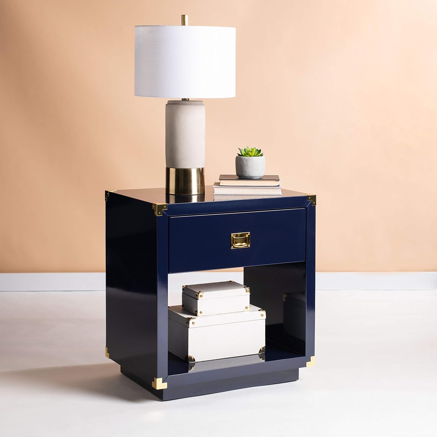 Safavieh Couture Collection Lella Navy Lacquer Side Table