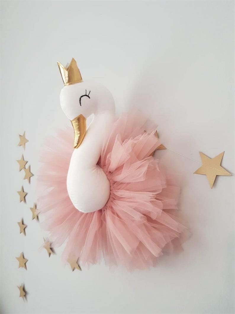 Myshop Swan Head for Princess Nursery Kids Room Decor Wall Decor Taxidermy Swan Head Nursery Decor Swan Nursery Decor Wall Mount Stuffed Plush Animal Head Pack of 2
