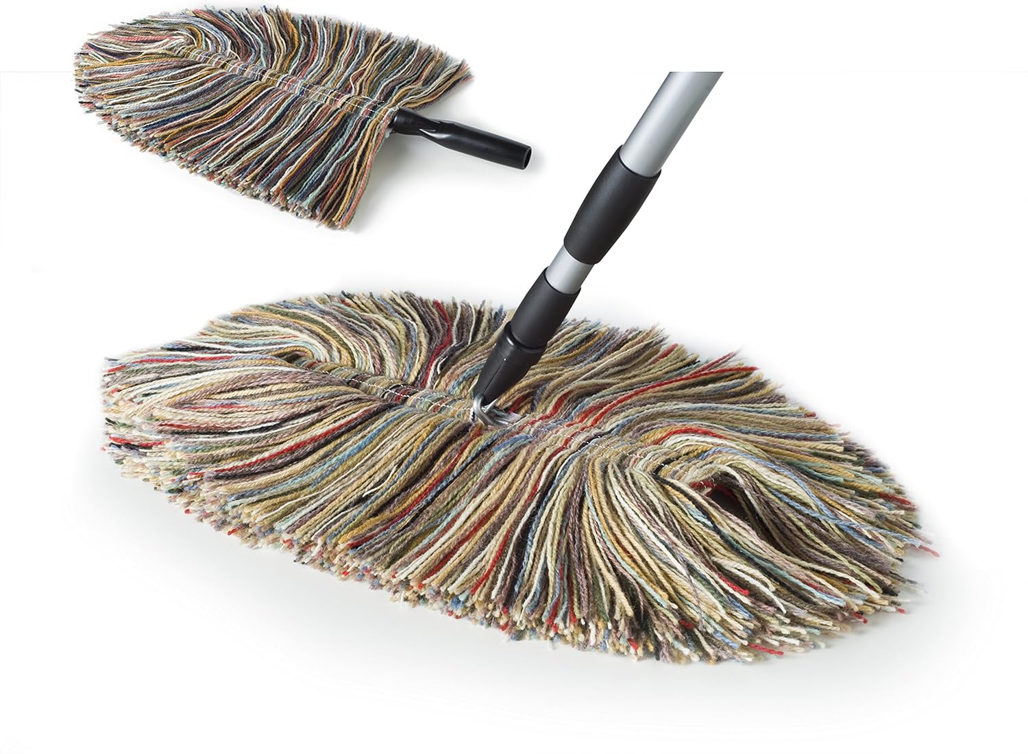 Sladust All Wool Dust Mop with Telescoping Handle and Hand Duster Made in The USA Pack of 2