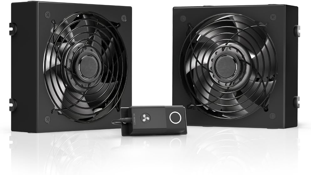 AC Infinity RACK ROOF FAN KIT, Quiet Dual-Fans with Speed Controller, for cooling AV, Home Theater, Network 19” Racks Pack of 2