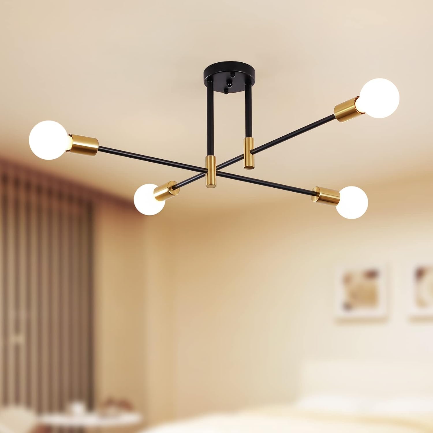 ANKYLHUA Rustic Black Gold Farmhouse Chandelier,6-Light Metal Candle Pendant Light Fixture with E12 Base Ceiling Light for Kitchen Dining Room Bedroom Study Living Room Hallway Entry