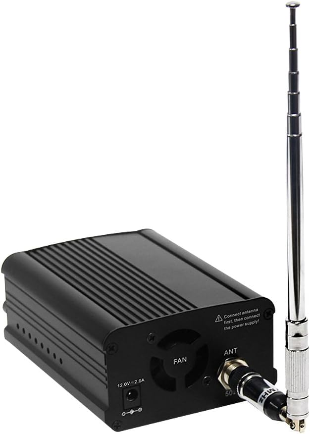 FM Transmitter 7W/1W Mini Radio Stereo Station, 88.1-107.9MHz FM Broadcast Transmitter with Antenna for Church, Parking Lot Pack of 2