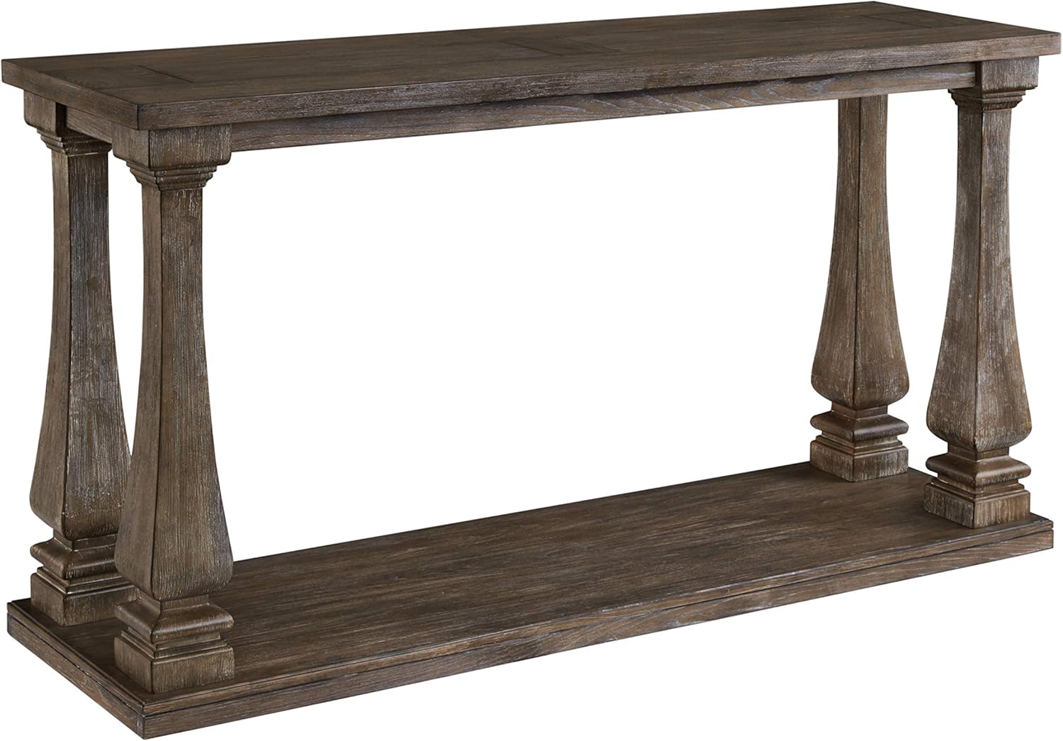 Signature Design by Ashley Mallacar Rustic Cottage Rectangular Sofa Table with Floor Shelf, Black