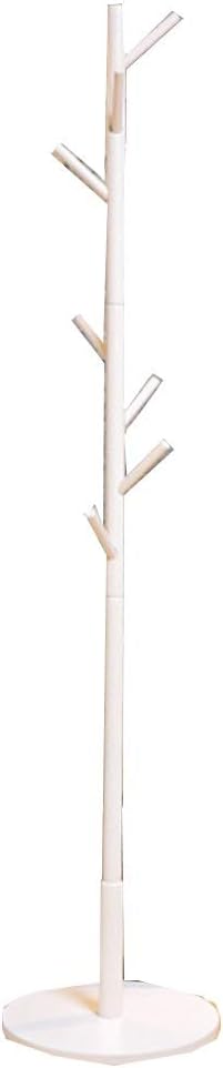 COAT RACK Solid Wood Vertical Round Base Tree Hook Single Pole Hanger (Color : A)