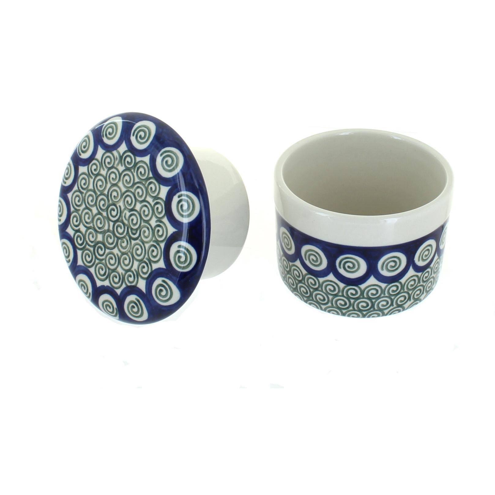 Ceramika Artystyczna Peacock Swirl French Butter Dish Polish Pottery