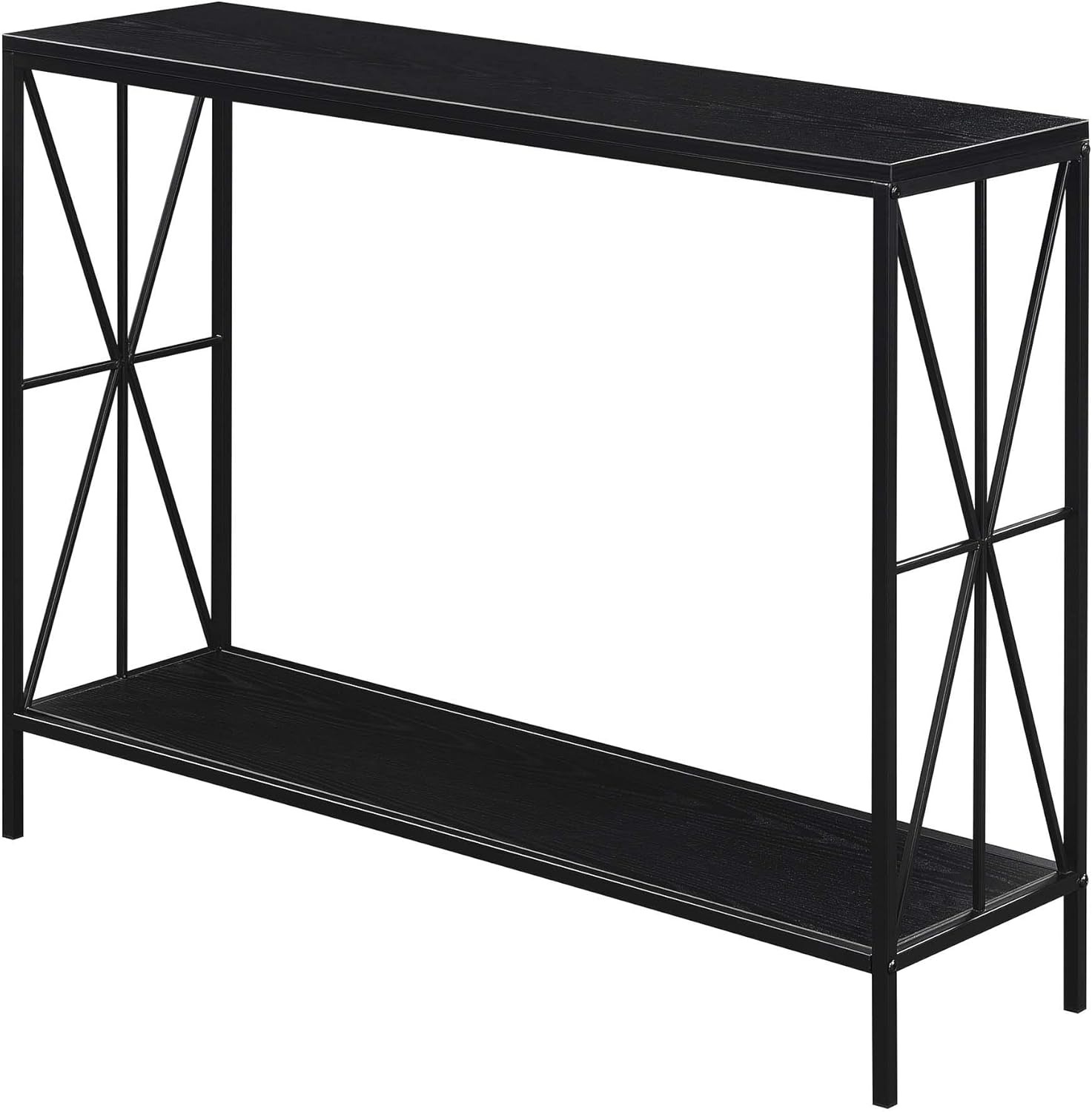 Convenience Concepts Tucson Starburst Console Table with Shelf, Weathered Gray/Black