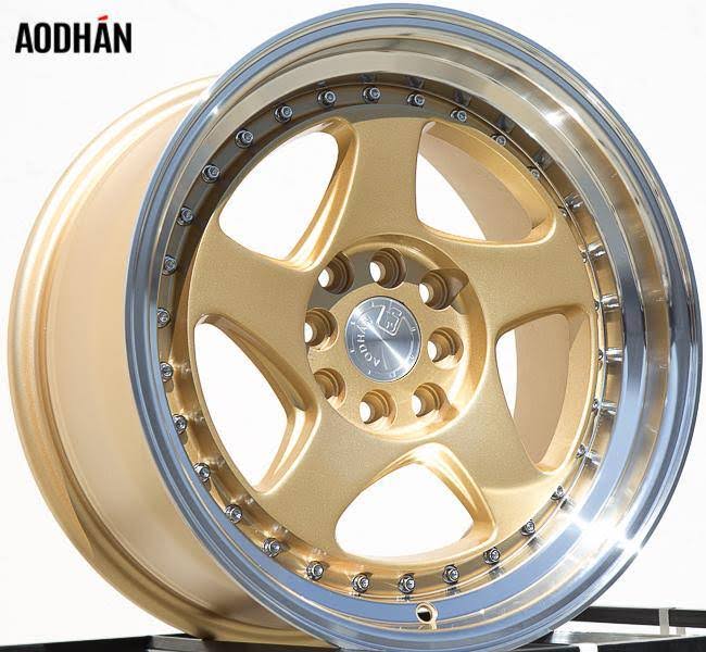 Aodhan Wheels Rim AH-01 16x8 4x100/114.3 73.1CB +15 Gold Machined Lip