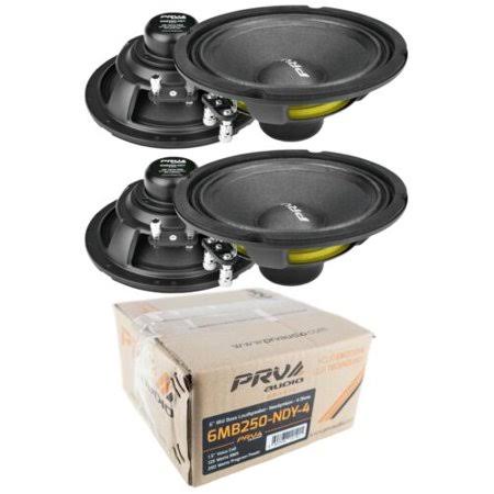 4X PRV Audio 6MB250-NDY-4 6 inch Neo Mid Bass Range Loud Speaker 4-Ohm 1000 Watts, Black