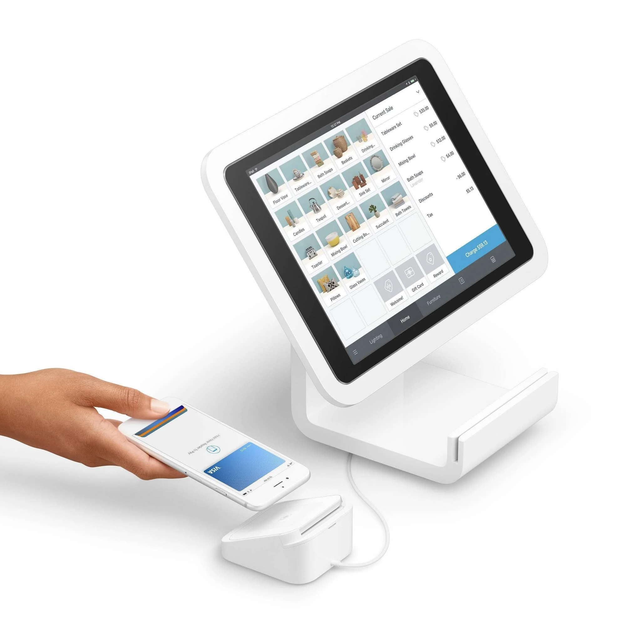 Square Stand for Contactless Chip Reader u0026 Dock - White