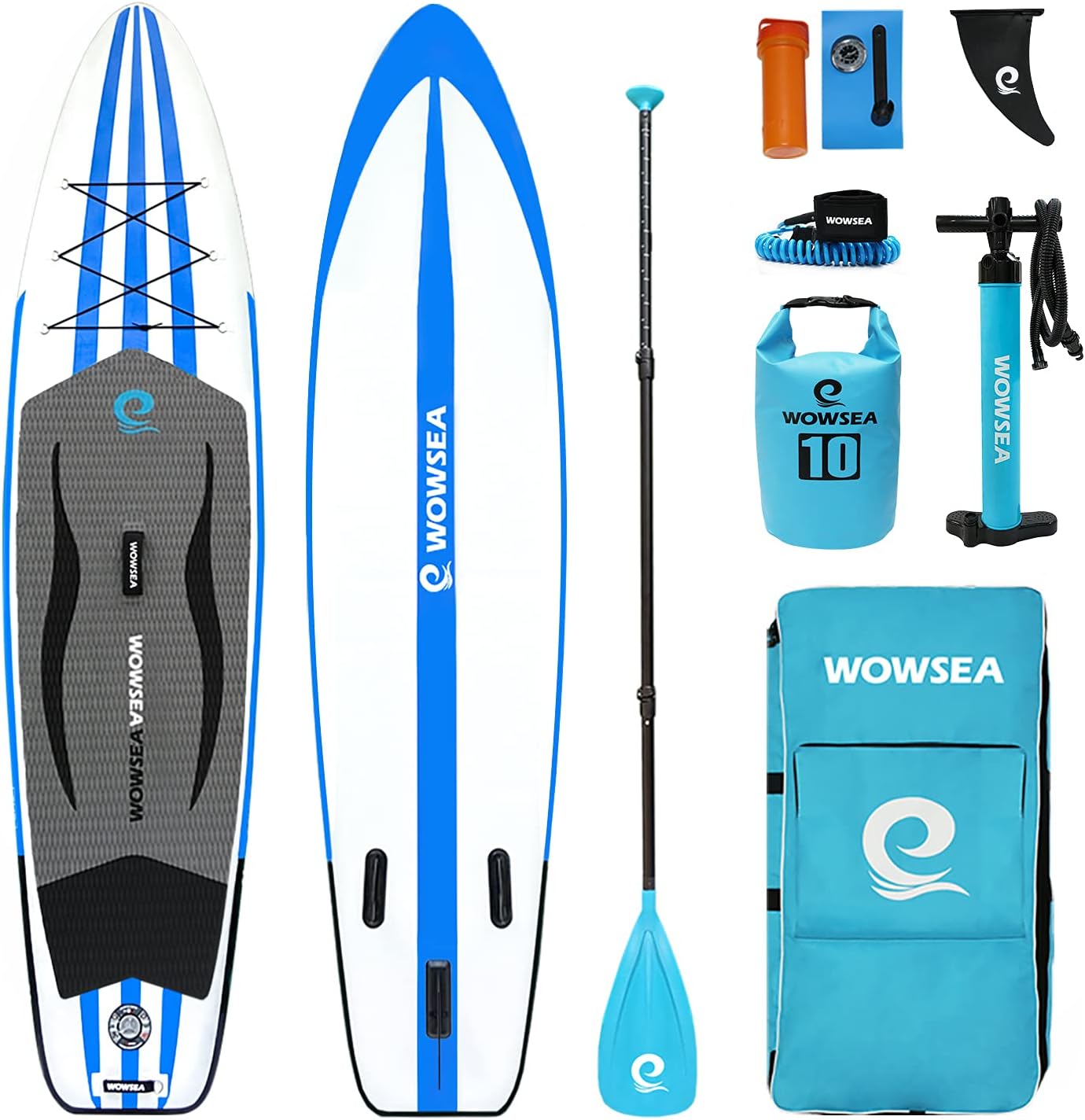 WOWSEA Bluesky S1 Inflatable Stand Up Paddle Board, Durable and Stable Cruiser Inflatable Paddle Boards, Touring & Exploring SUP Board, 11' Long x 32