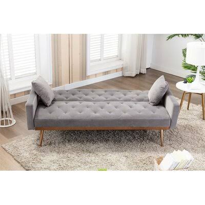 Velvet Sofa , Accent Sofa .Loveseat Sofa with Stainless Feet Black Velvet Everly Quinn Fabric: Beige Velvet
