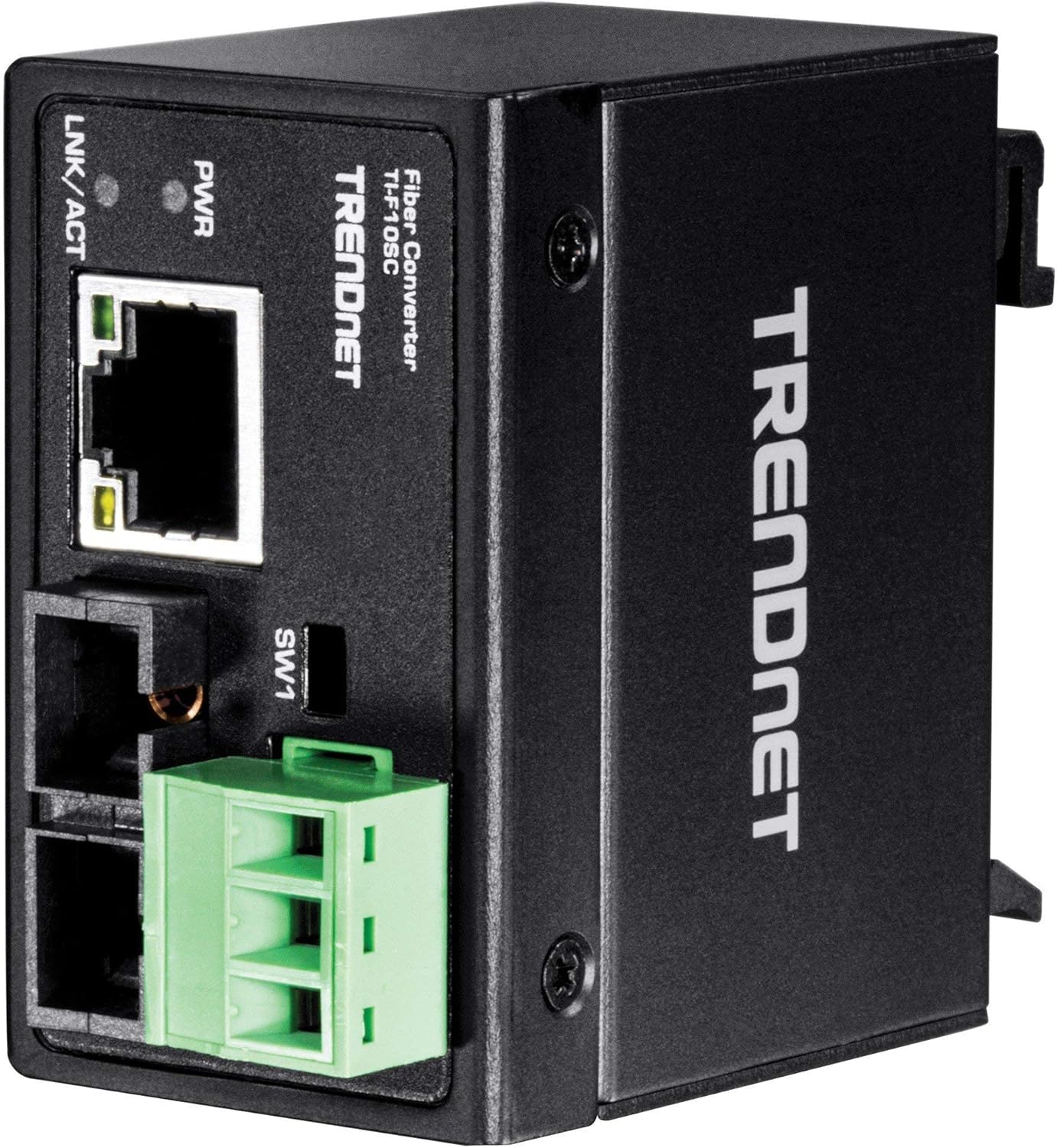 TRENDnet Hardened Industrial 100/1000 Base-T to SFP Media Converter, DIN-Rail/Wall Mount, Multi or Single Mode Fiber, Power Supply Sold Separately, TI-F11SFP , Black , Gigabit