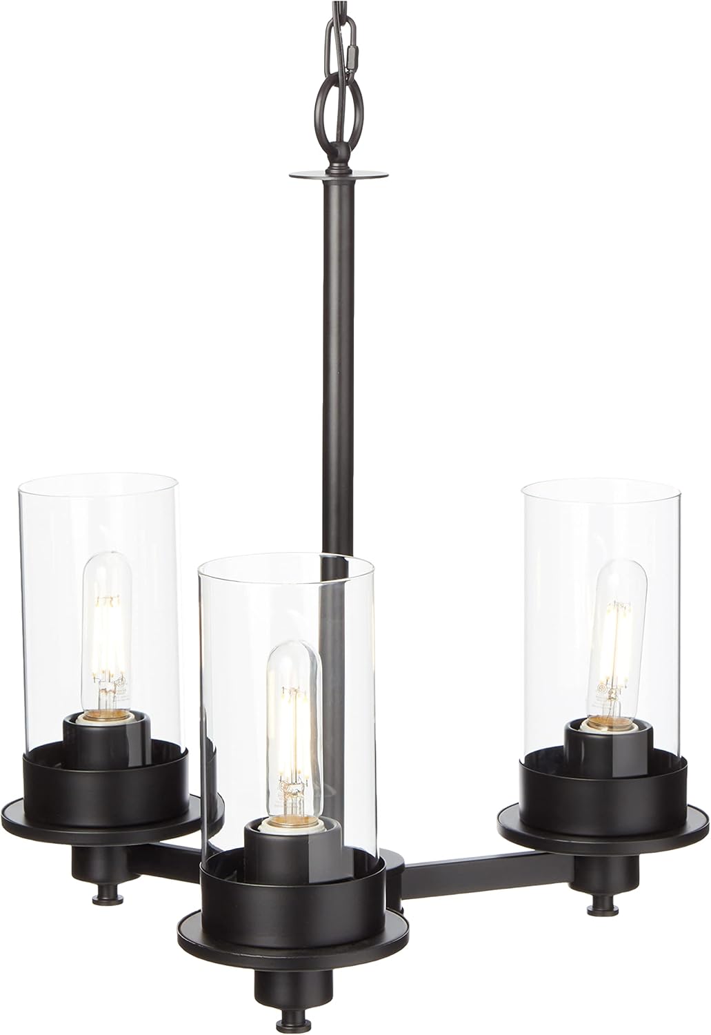 Enbrighten Modern Ember Series Chandelier Light Fixture, 3 Light LED, Matte Black Finish; Kitchen, Dining Room, Living Room, Entry, Study, Office, 63173