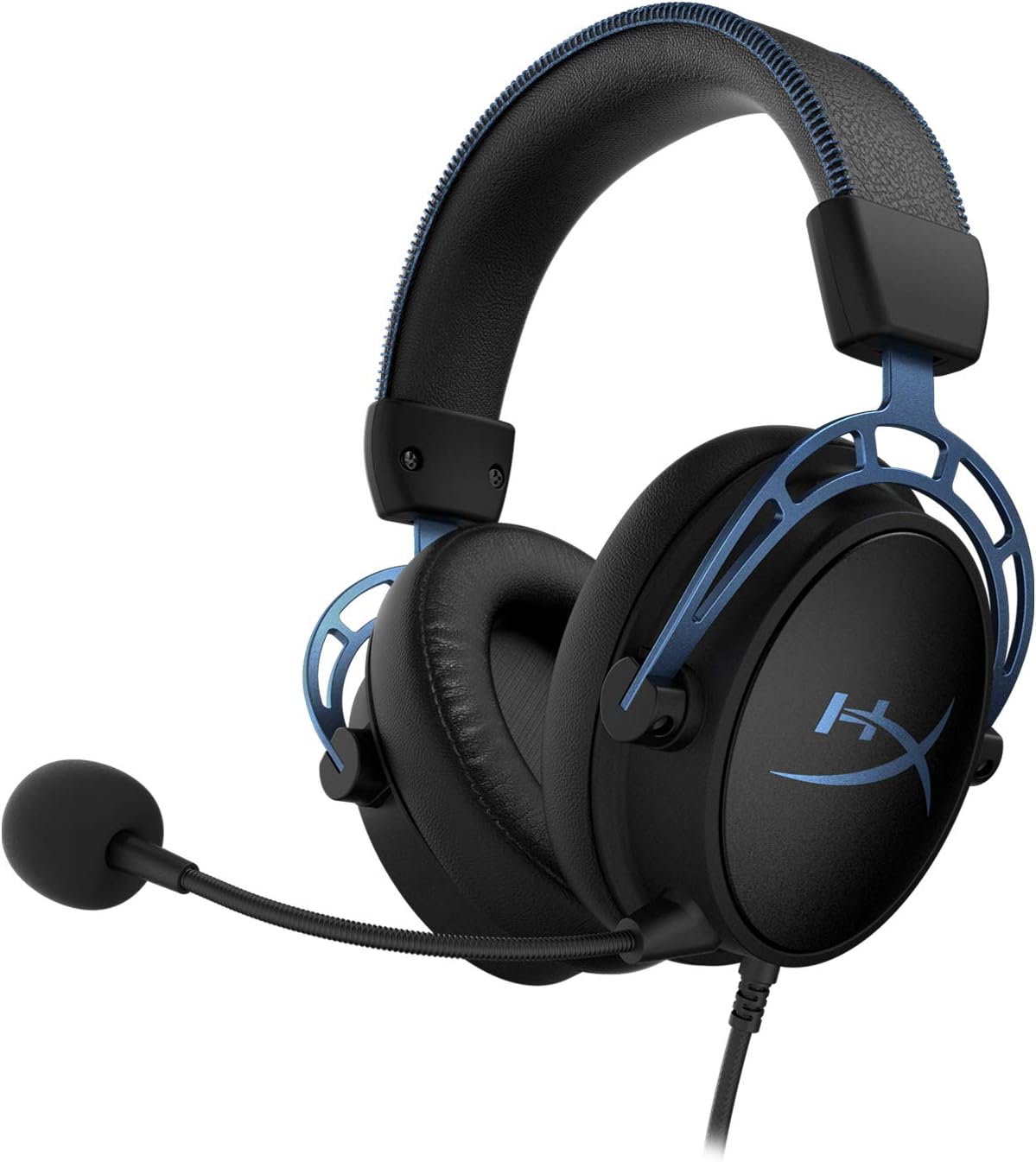 HyperX Cloud Alpha S - PC Gaming Headset, 7.1 Surround Sound, Adjustable Bass, Dual Chamber Drivers, Chat Mixer, Breathable Leatherette, Memory Foam, and Noise Cancelling Microphone - Blue Pack of 2