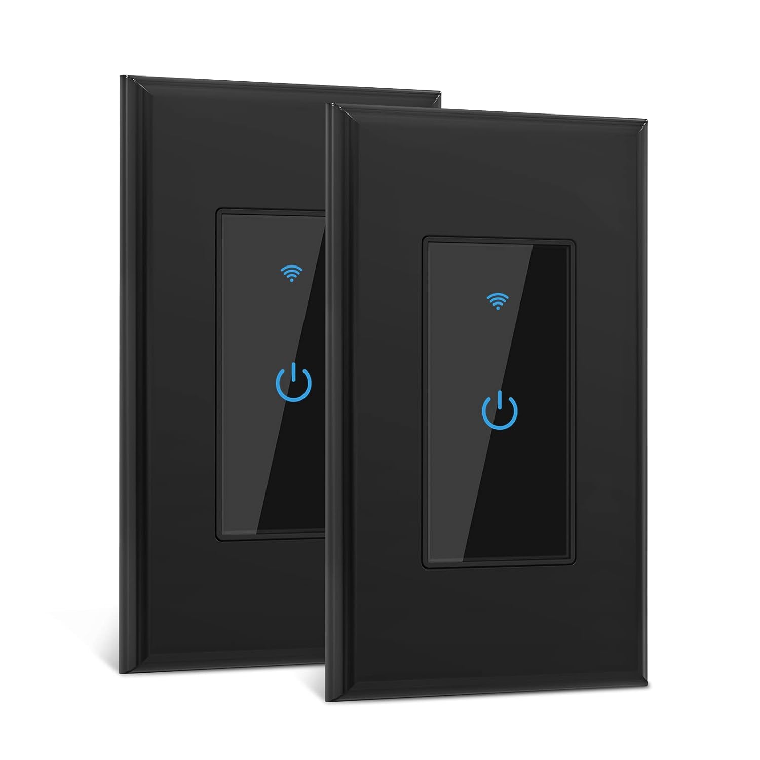 Smart Light Switch, WiFi Switch Touch Wall Switch 1 Gang, Compatible with Alexa Google Home and IFTTT, No Hub Required, One Way Switches App Control from Anywhere, Timing Schedule Pack of 2