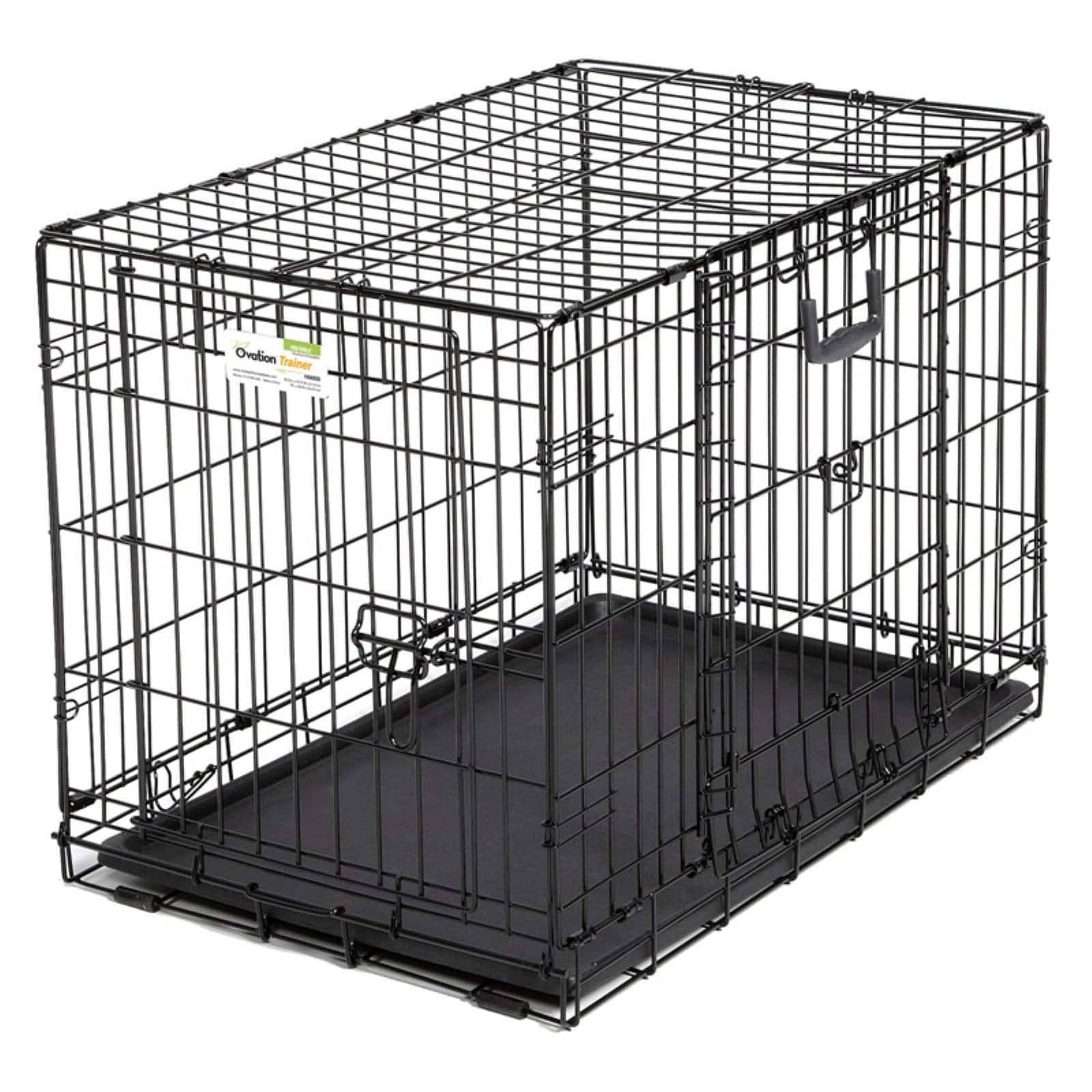 Midwest Homes for Pets Ovation Trainer Double Door Pet Crate, Black