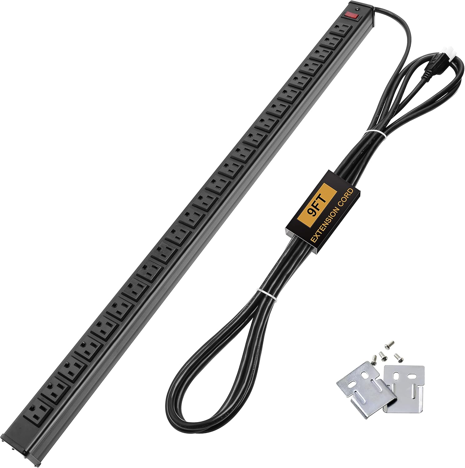 BESTTEN Heavy Duty Metal Power Strip with 24 Grounded AC Outlets, 9ft Long Extension Cord, Aluminum Alloy Housing for Industrial, Commercial and Residential Use, ETL Listed, Silver Pack of 2