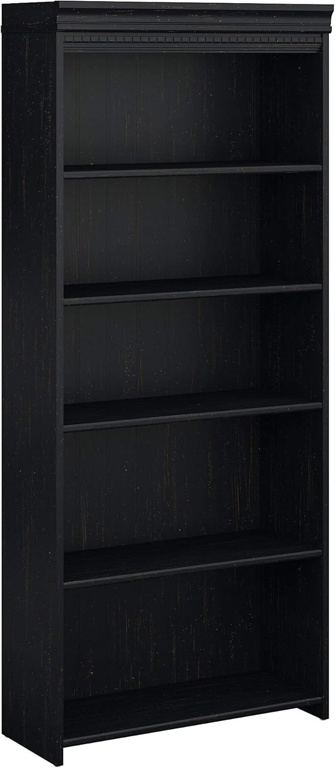 Bush Furniture Fairview 5 Shelf Bookcase in Antique Black