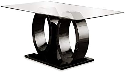 BOWERY HILL Tempered Glass Top Dining Table in Black