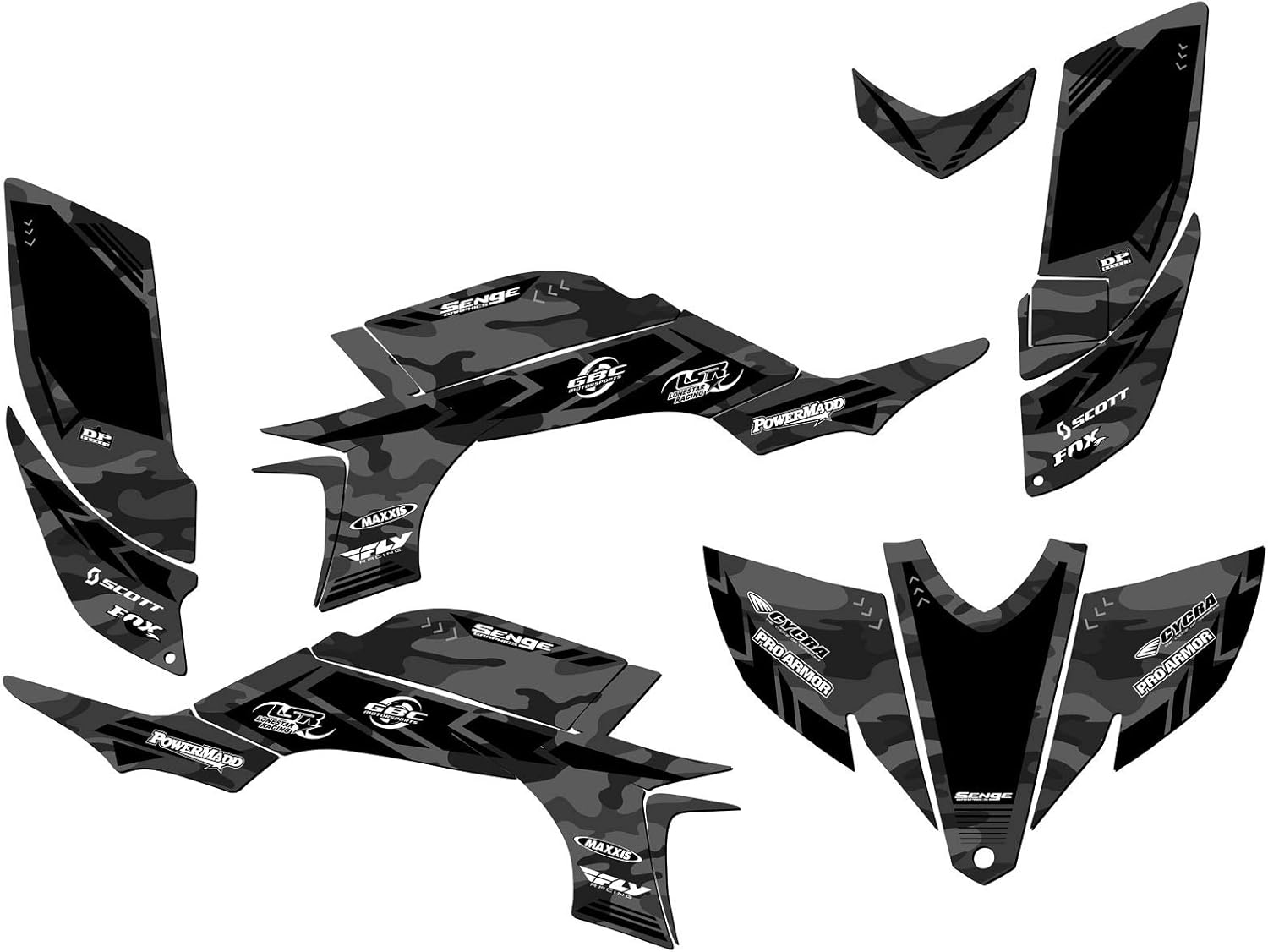 Senge Graphics Kit Compatible with Yamaha 2003-2008 YFZ 450 & 09-13 YFZ 450 (Steel Frame), Apache Green (Gloss Finish) Graphics Kit with Blank Number Plates