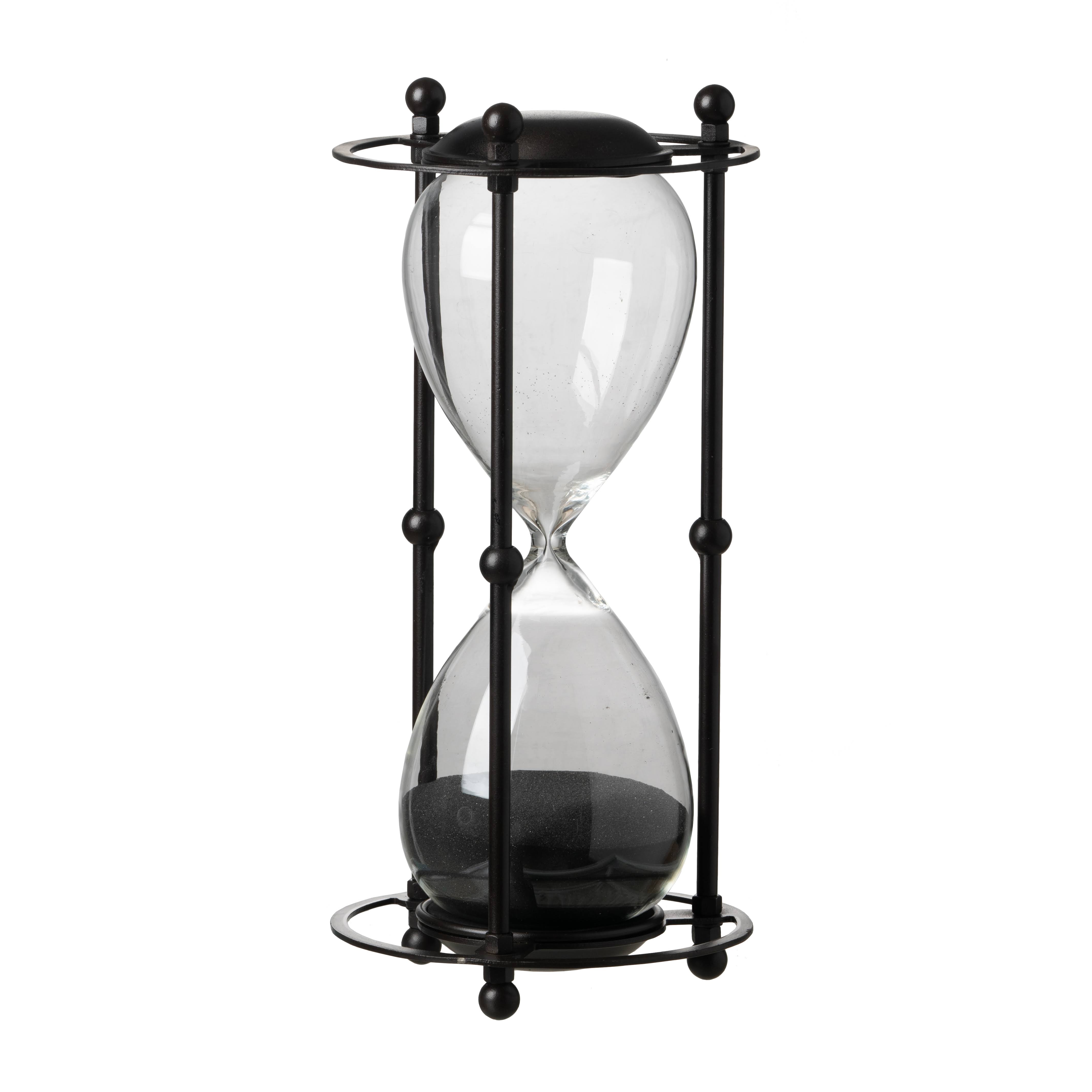 Au0026B Home 1 Hr. Hourglass Sand Timer in Stand Black 6x13x22