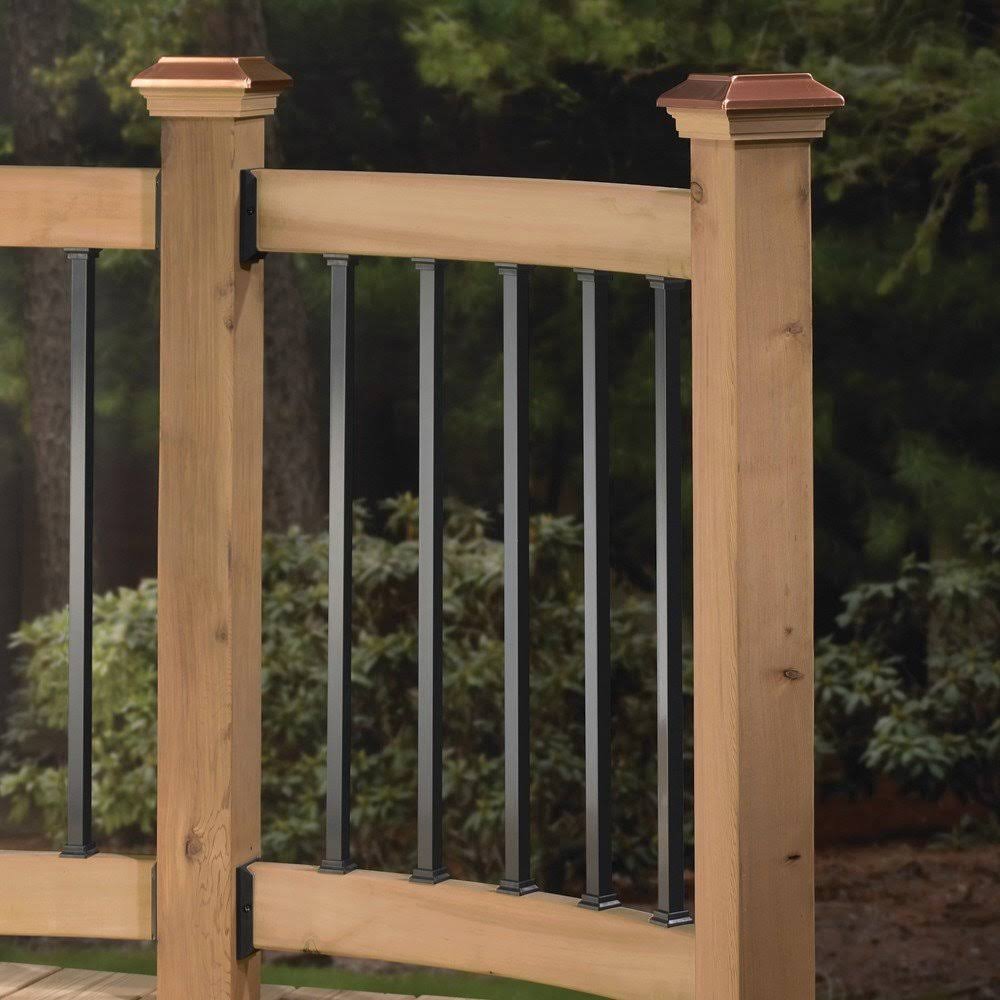 Estate 26x22 Square Baluster, Matte Black, 10-Pack (Deckorators 158455)