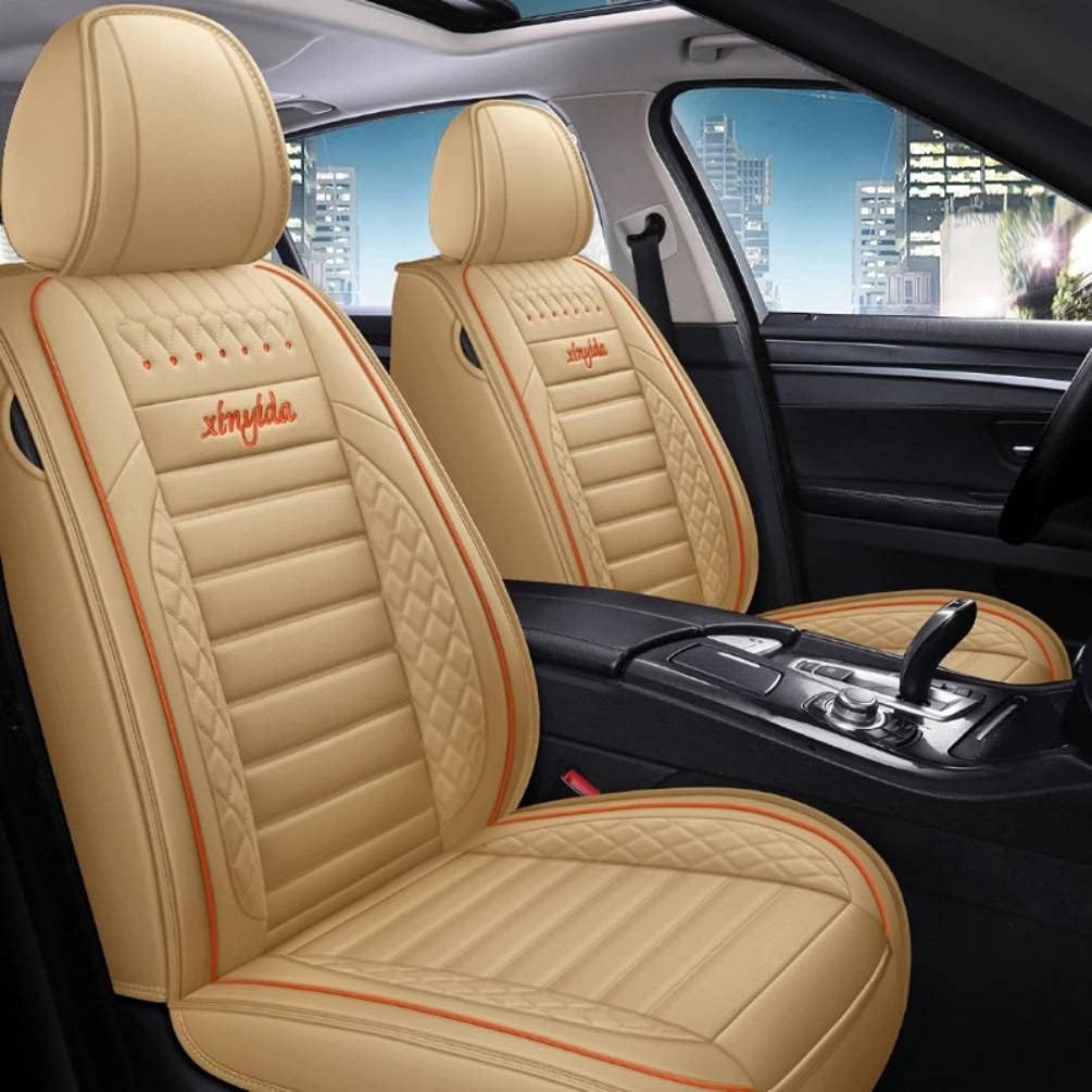 ZQY Car Seat Covers Luxury PU Leather Universal Auto Front and Rear Seat Protector Fit Sedan SUV5 Seats Full Set Universal Fit (Black-Pink)