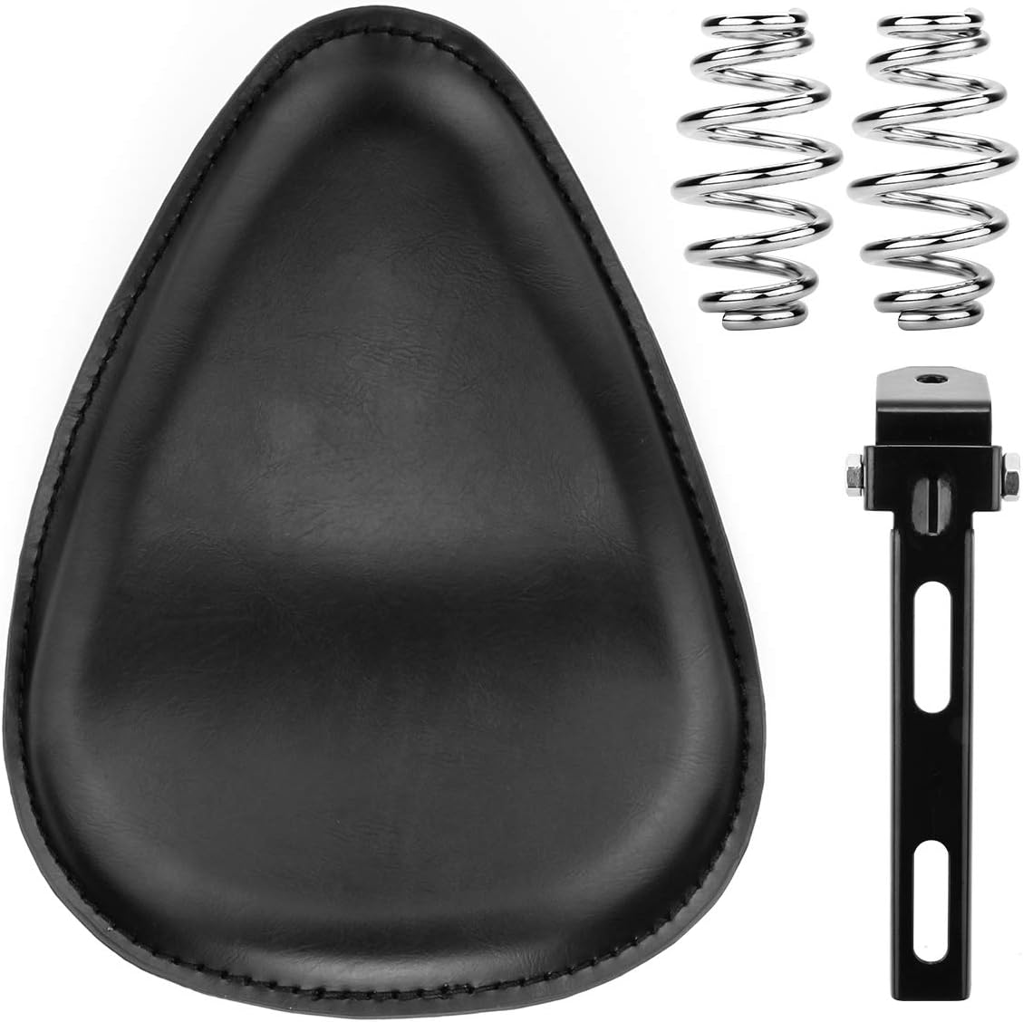 Leather Motorcycle Solo Seat Springs Mounting Bracket Kit Compatible with Harley Sportster XL 883 1200 Bobber Chopper Custom Application (Black with Seat Base)