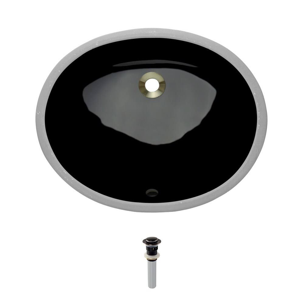 Mr Direct UPS-Black Porcelain Bathroom Sink with Pop-Up Drain (Antique)