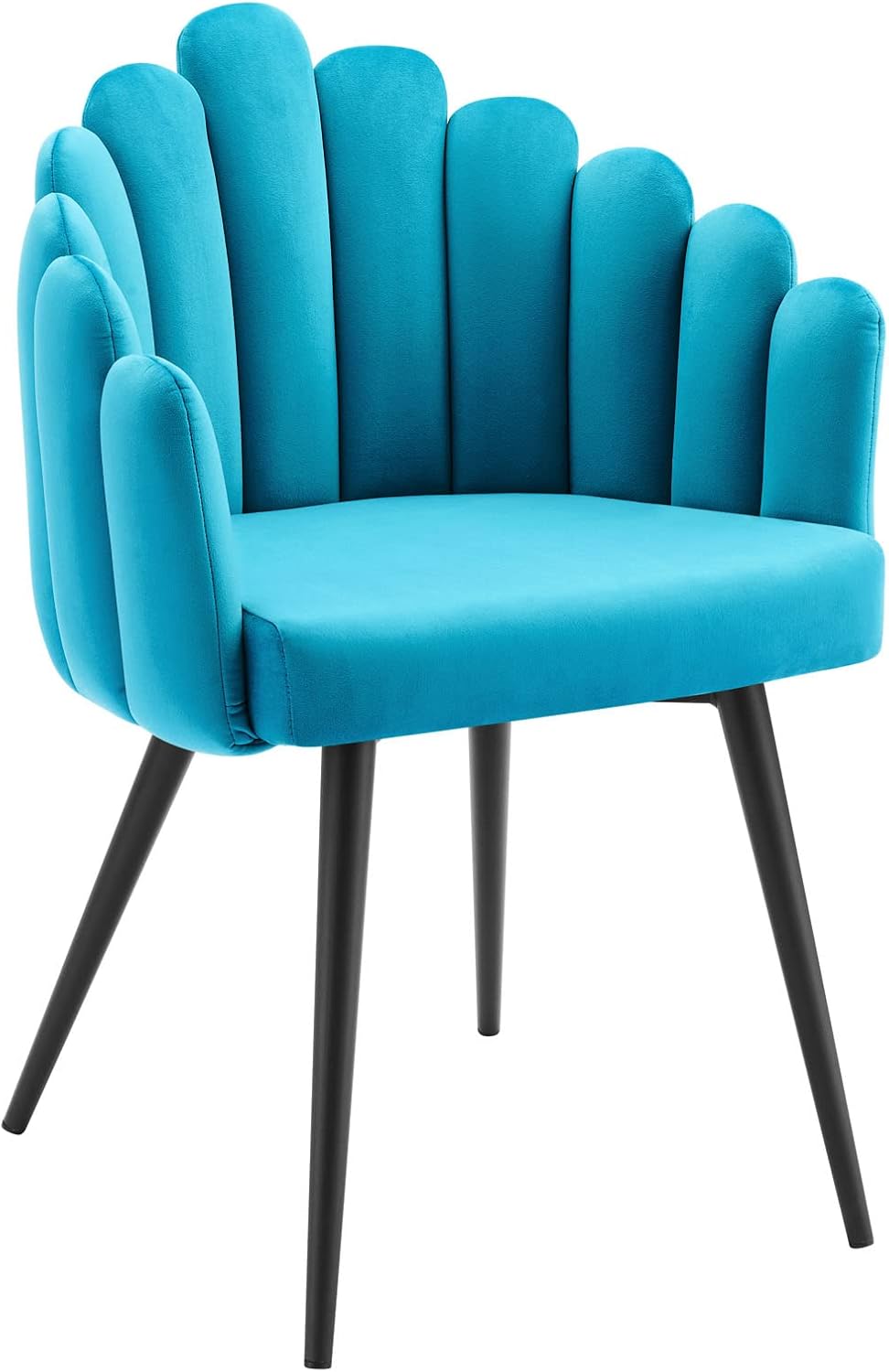 Modway Vanguard Performance Velvet Channel Tufted Dining Chair in Black Blue