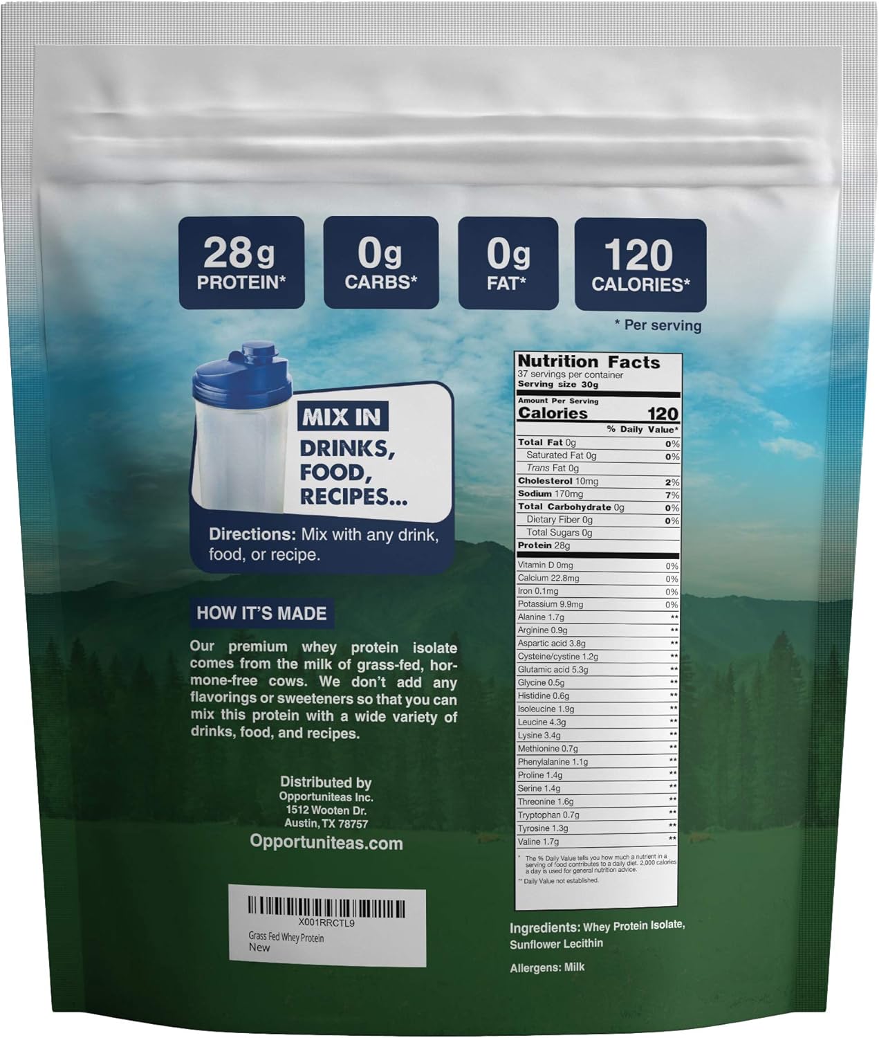 Grass Fed Whey Protein Powder Isolate - Unflavored - Low Carb Keto & Paleo Diet Friendly - Pure Grass-Fed Protein for Shakes, Smoothies, Drinks & Recipes - Non GMO & Gluten Free - 2.5 Pounds Pack of 2