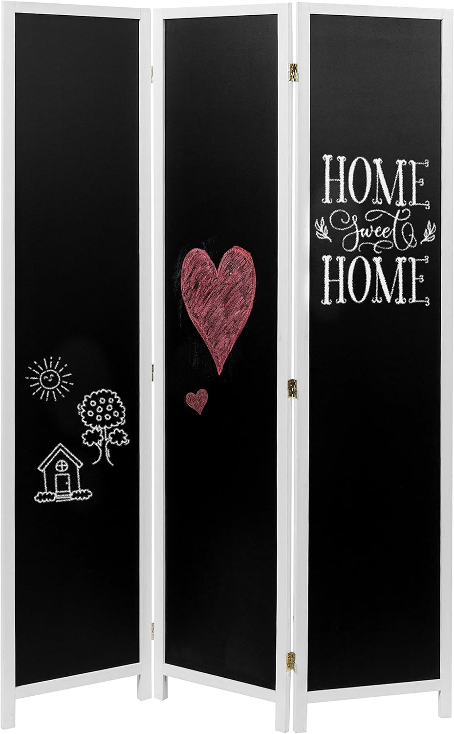 MyGift 3-Panel Folding Chalkboard Room Divider, Writable Privacy Screen with Wood Frame
