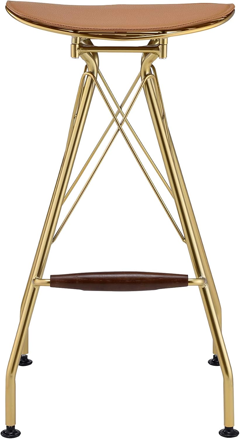 Acme Furniture Dragea Bar Stool (Set-2) in Whiskey PU & Gold