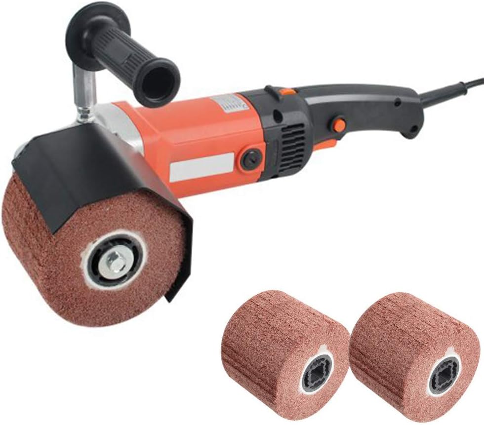 Zinnor 1400W Burnishing Polishing Machine 500-3000 RPM Stainless Steel Handheld Polishing Machine 110V Wheel Polisher Sander Wire Drawing Machine with 2 Wheels for Metal Stainless Steel Plastic Wood