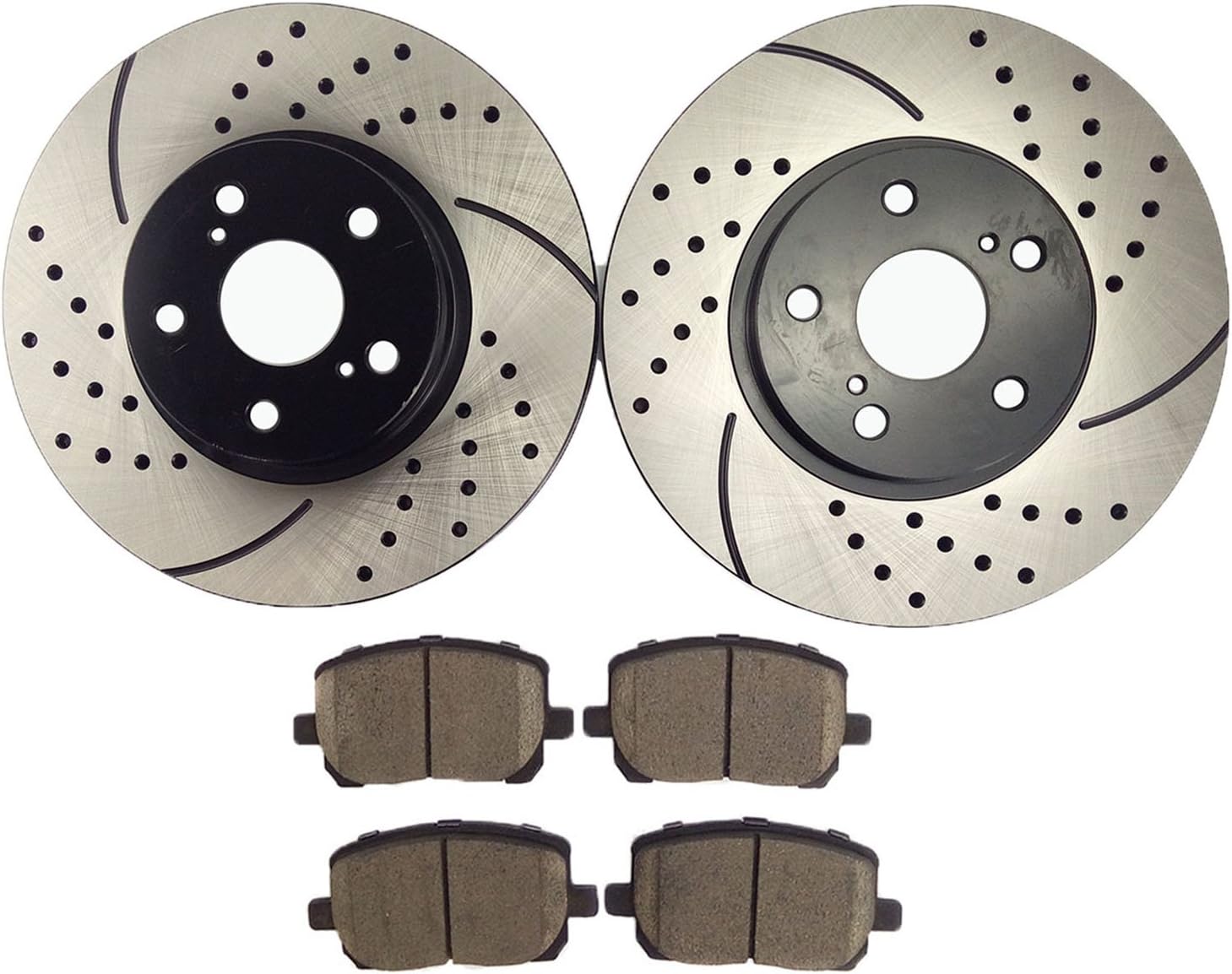 Atmansta QPD10004 Front Slotted & Drilled Rotors and Ceramic Pads Brake Kit for Pontiac VIBE Toyota Corolla