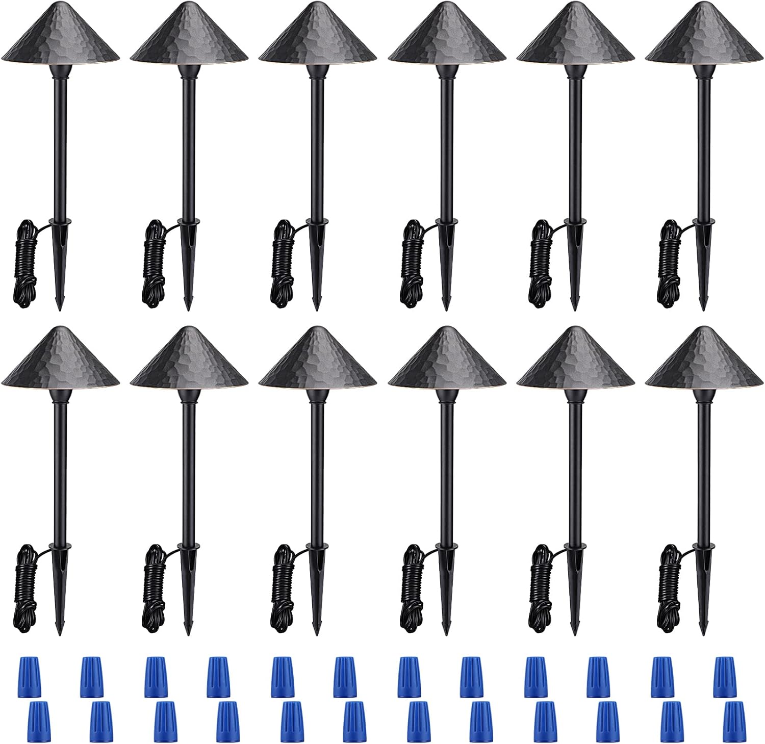 LEONLITE 12-Pack Low Voltage LED Landscape Pathway Lights, 12V 3W Path Lighting, CRI90, ETL, IP65 Waterproof, Gold Edged Black Aluminum Housing, 3000K Warm White