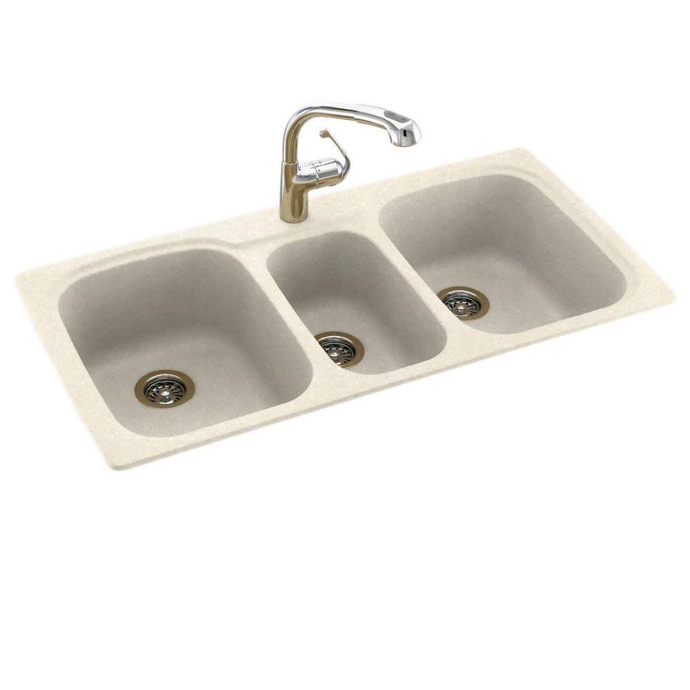 Swan KS04422TB.072 Solid Surface 44x22 x 22x22 Drop-In Kitchen Sink Finish: Pebble