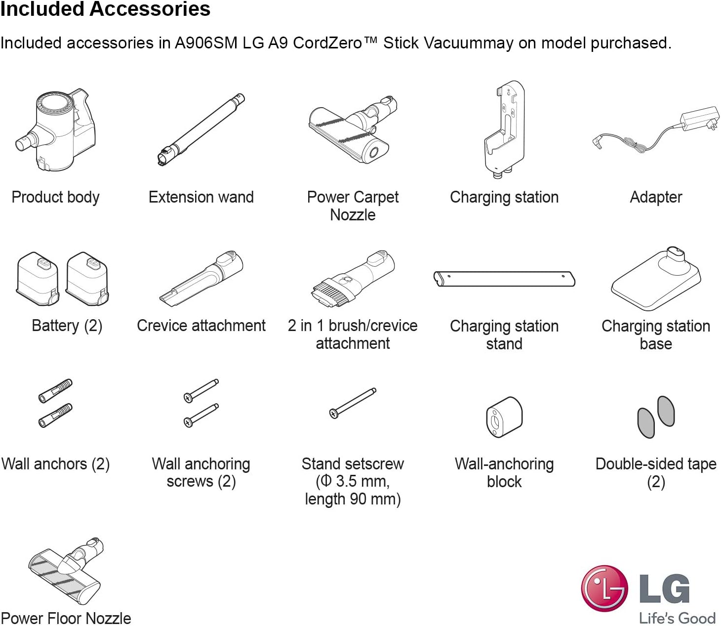 (Refurbished) LG CordZero A906SM Stick Charge Plus Cordless Rechargeable Vacuum, Matte Silver, Powerful Suction, Cordless, Long-Lasting, Cleans Carpets and Hard Floors, Includes Extra Battery