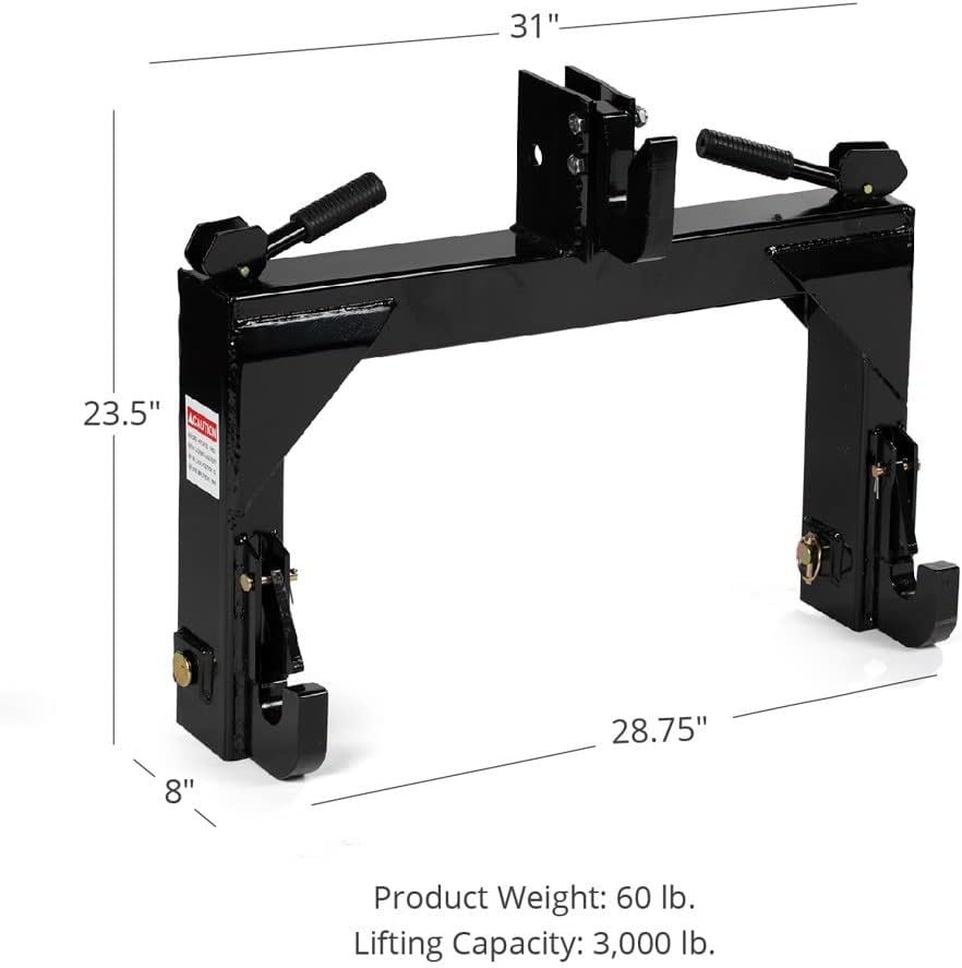 Titan Attachments 3-Point Quick Hitch fits Cat 1 & 2 Tractors Easily Adjustable