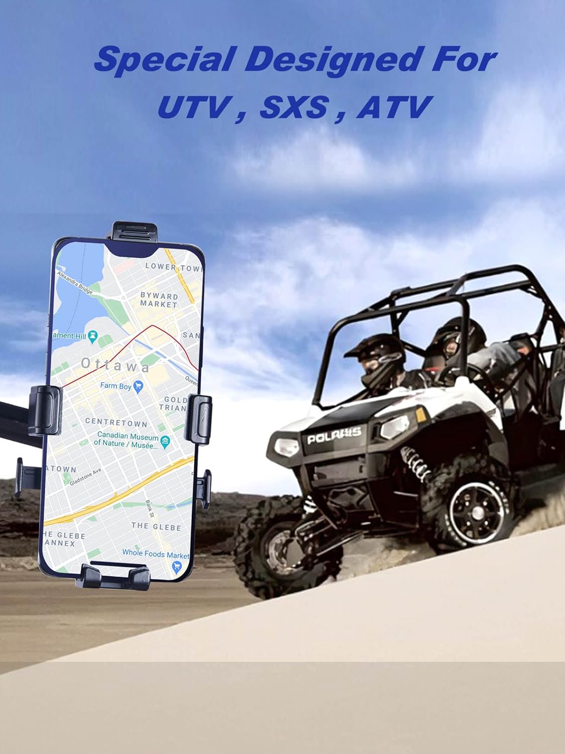 ZIDIYORUO UTV Phone Mount, Aluminium Alloy Cell Phone Holder for UTV/ATV/SXS, Compatible with 1.75